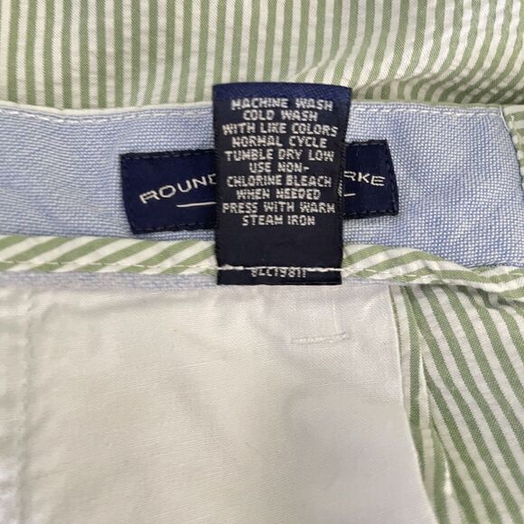 Roundtree & Yorke Shorts Mens 36 Trademark Pleated Green Striped - Picture 11 of 13